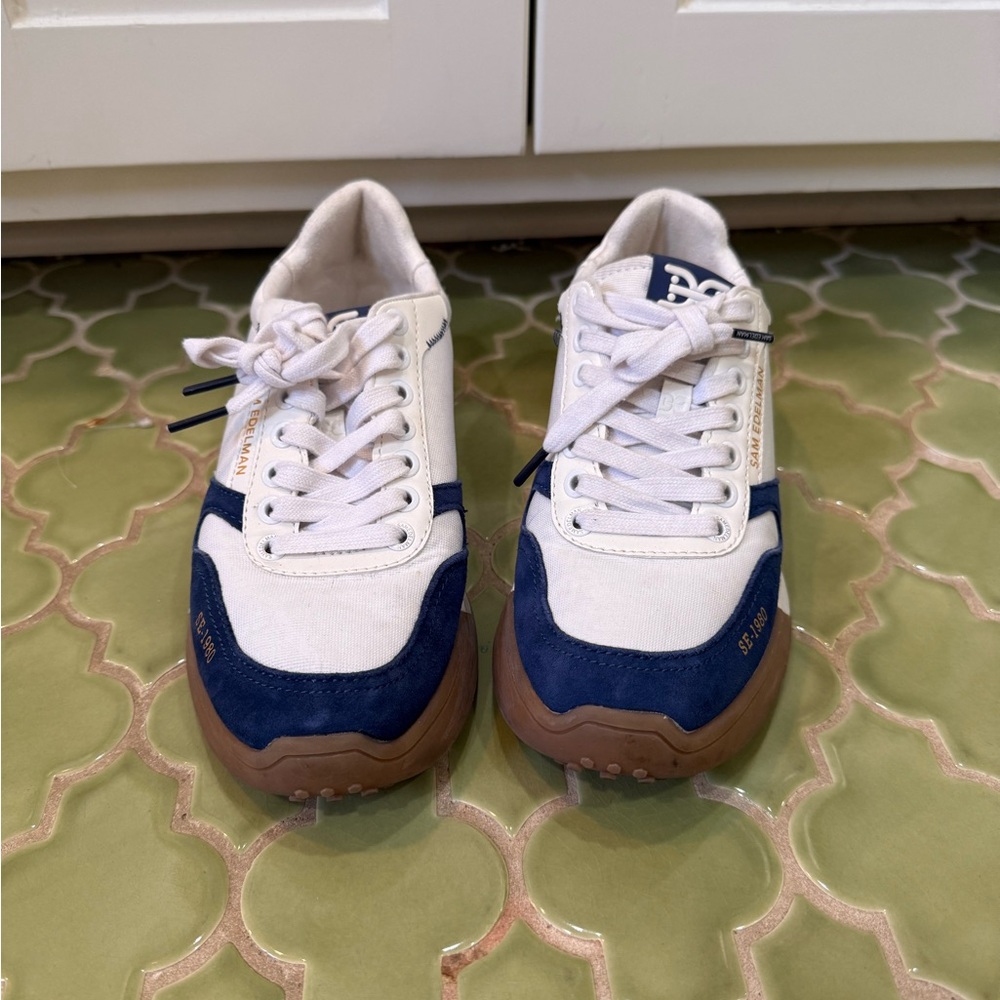 White and Blue Sneakers from Sam Edelman